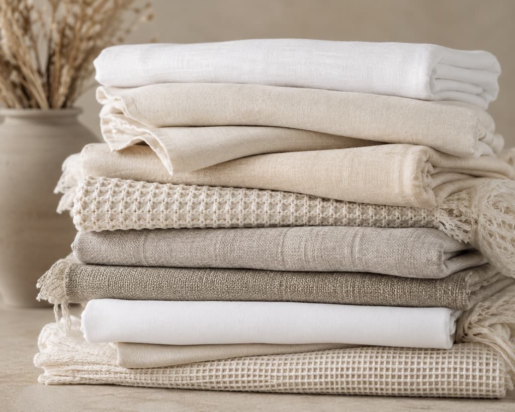 Premium white hotel towels stacked